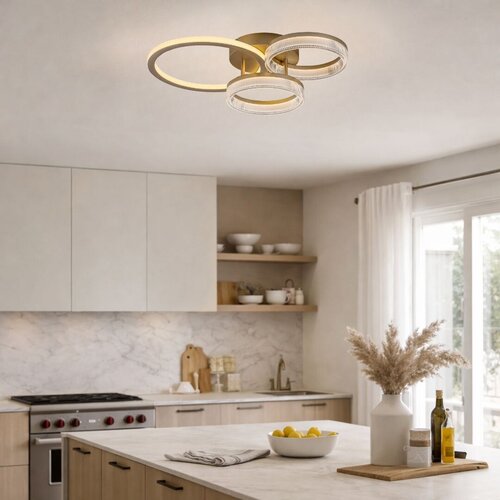 Plafoniera LED Rivona, auriu, 38W, 3500lm, 3000K-6500K, L.58cm, IP20, Rabalux, 71473