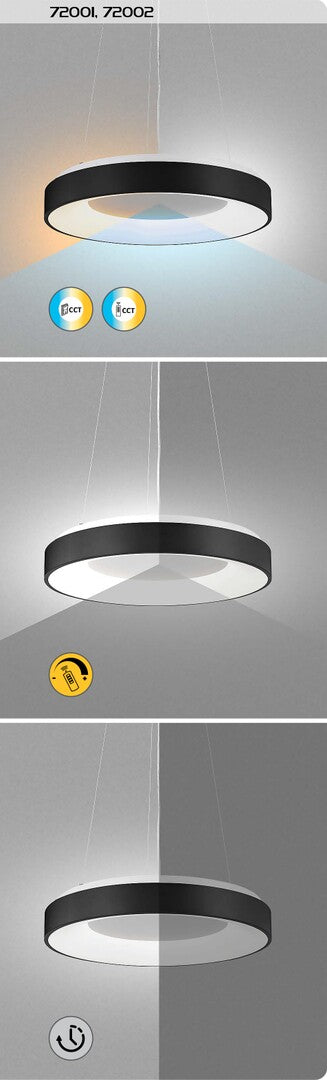 Lustra suspendata LED Ceilo, negru, 38W, 3150lm, 3000K-6500K, IP20, Rabalux, 72001