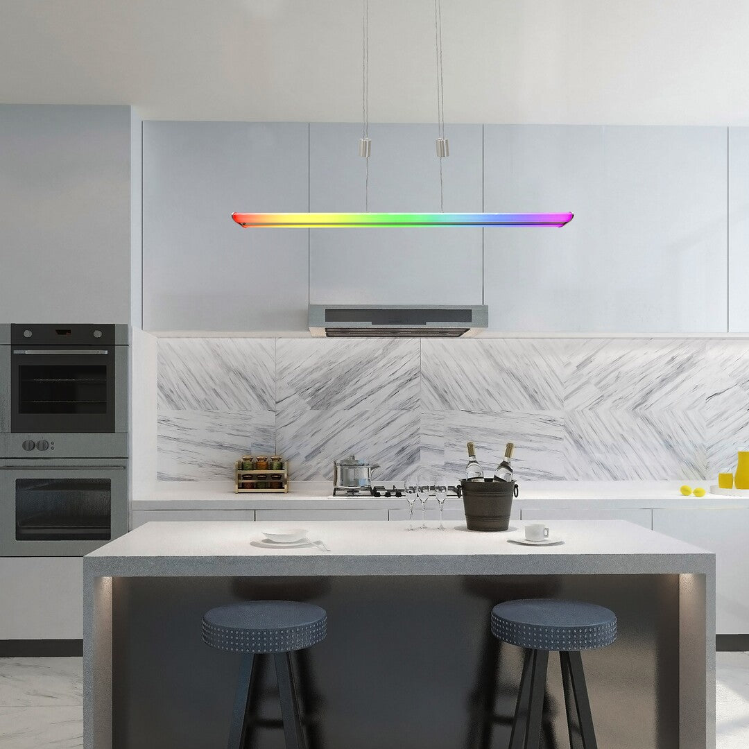 Lustra suspendata LED Temperius, crom satin, 24W, 1415lm, 3000K, RGB, WiFi, IP20, Rabalux, 72011