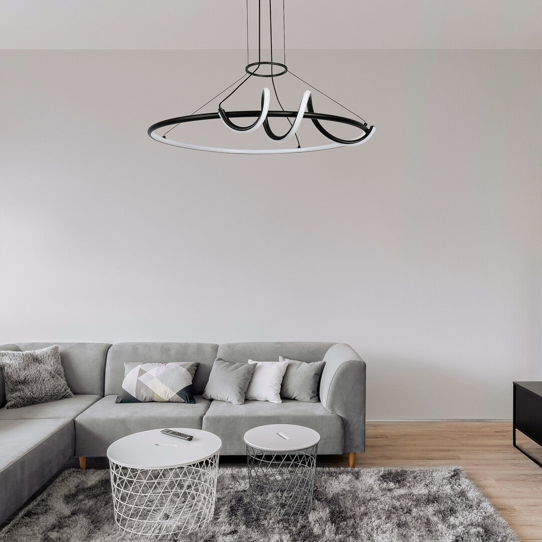 Lustra suspendata LED Menazi, negru, 46W, 4160lm, 3000-6500K, IP20, Rabalux, 72022