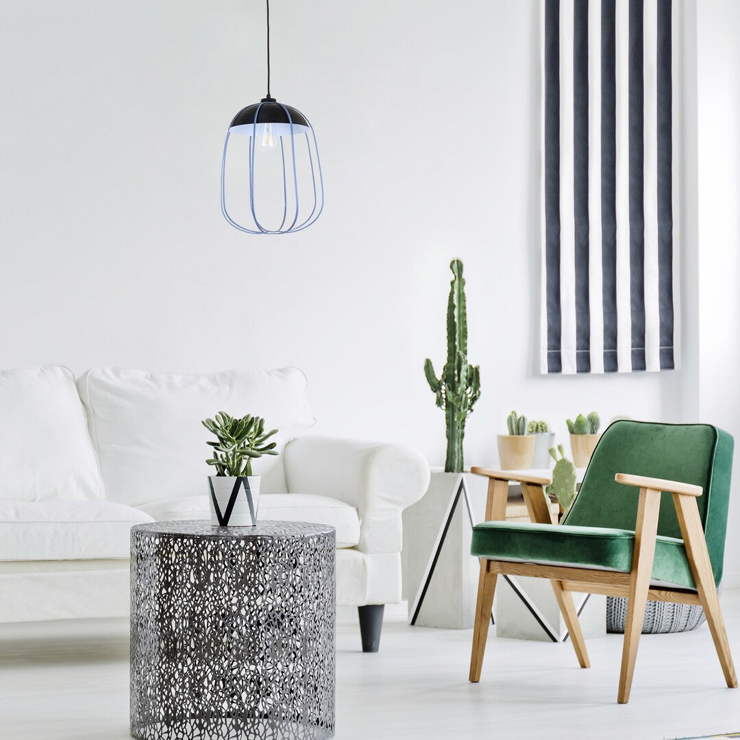 Lustra suspendata Svens, metal, negru/albastru, 1xE27, D.39 cm, IP20, Rabalux, 72024