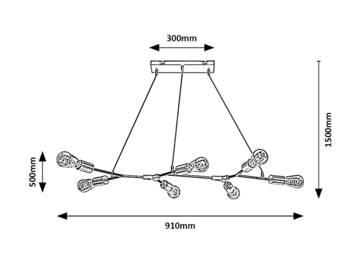 Lustra suspendata Branwen, negru mat, 7xE27, IP20, Rabalux, 72027