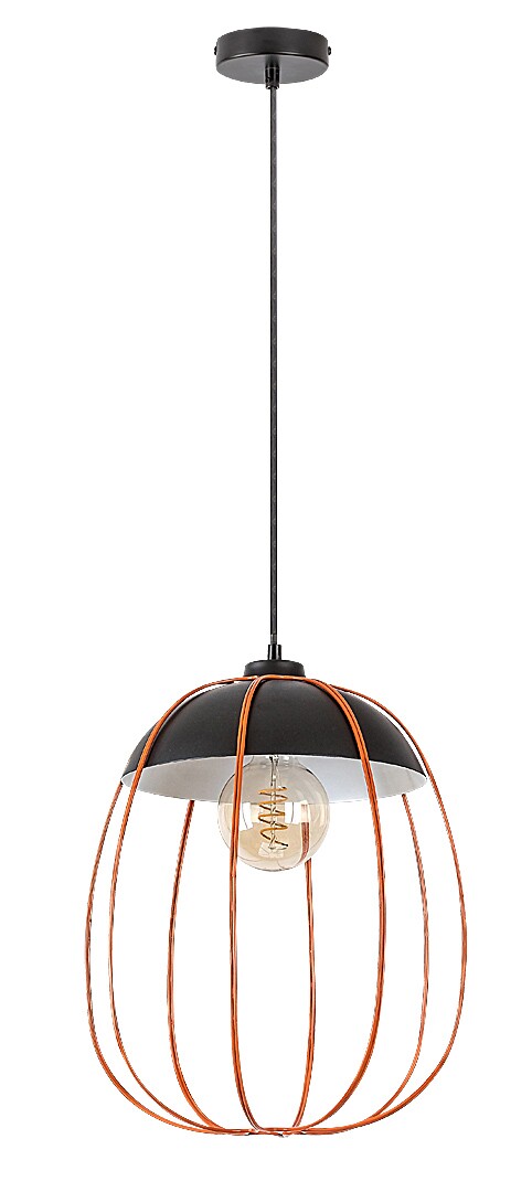 Lustra suspendata Svens, metal, negru/portocaliu, 1xE27, D.39cm, IP20, Rabalux, 72034