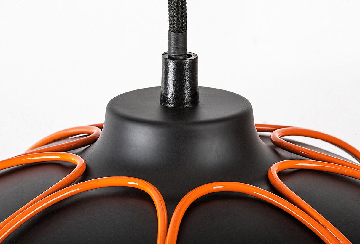 Lustra suspendata Svens, metal, negru/portocaliu, 1xE27, D.39cm, IP20, Rabalux, 72034