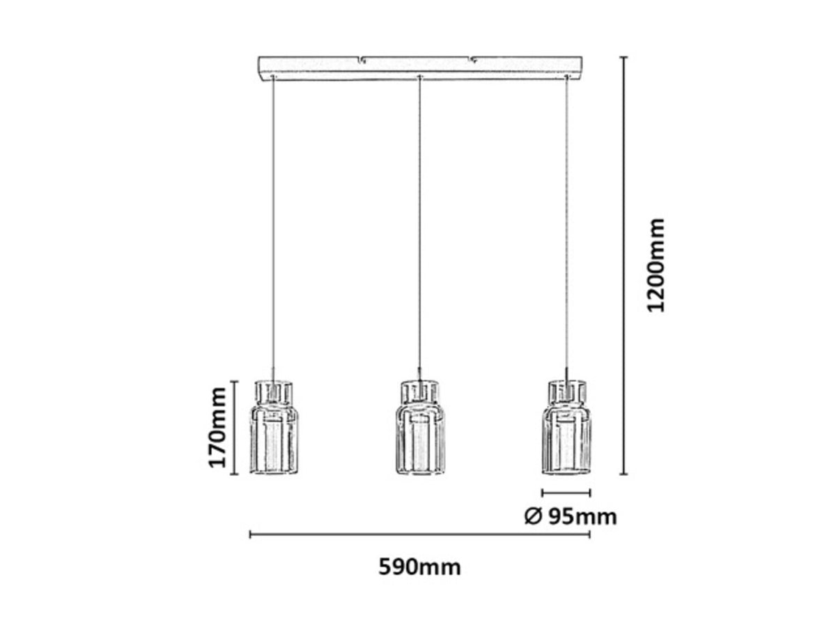 Lustră LED suspendată Zayen, auriu – dimensiunile corpului de iluminat, Rabalux 72036