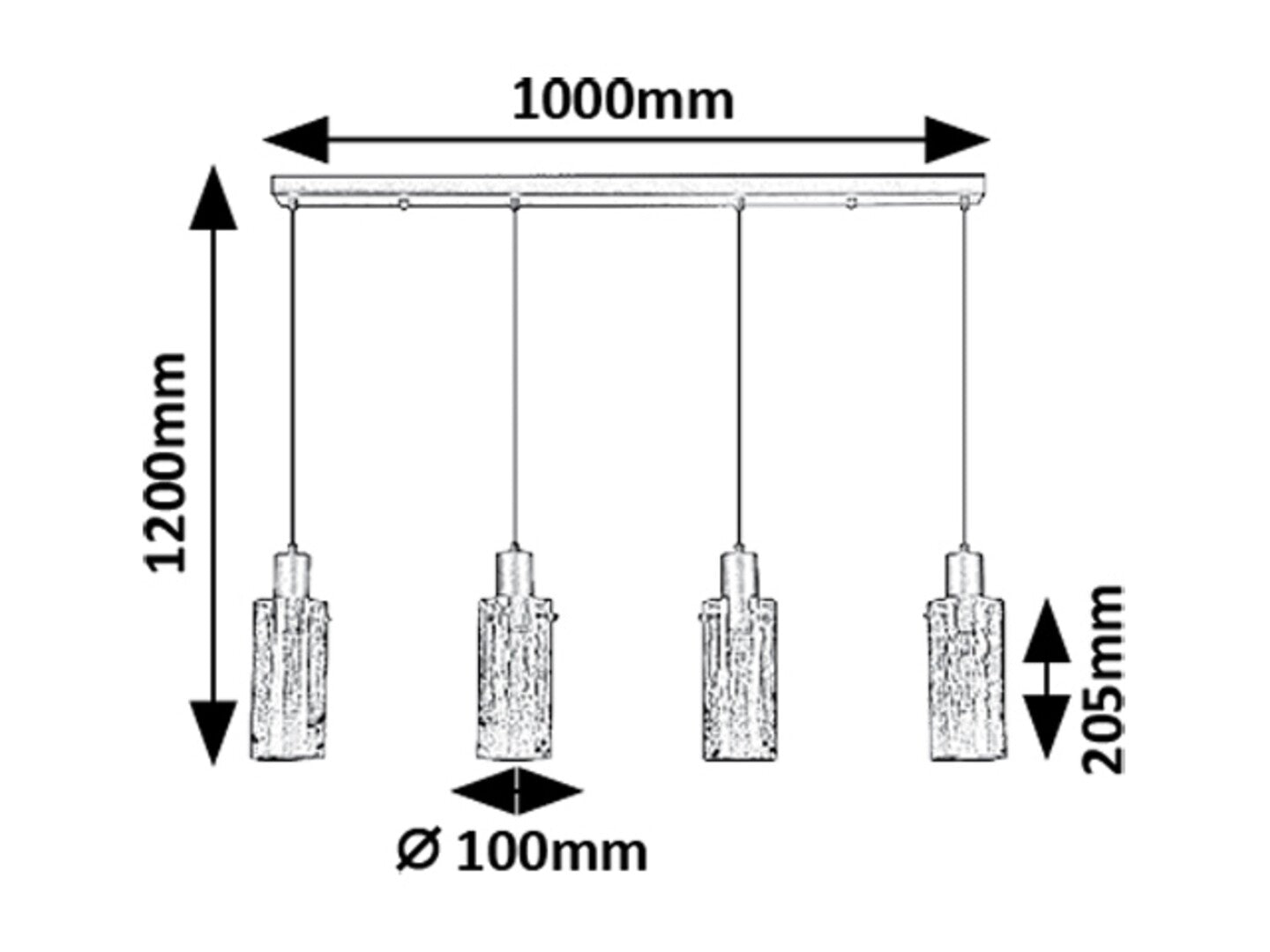 Lustra suspendata Fumea, negru, 4xE27, IP20, Rabalux, 72039
