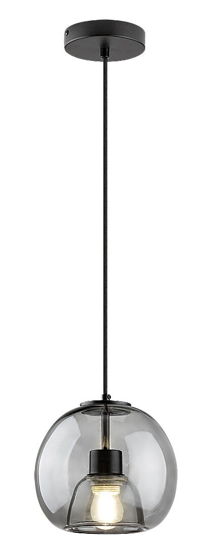 Lustra suspendata Cameo, negru, sticla fumurie, 1xE27, IP20, Rabalux, 72132