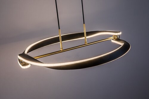 Lustra suspendata LED Adalind, negru/auriu, 40W, 2200lm, 3000K, H.150cm, IP20, Rabalux, 72149