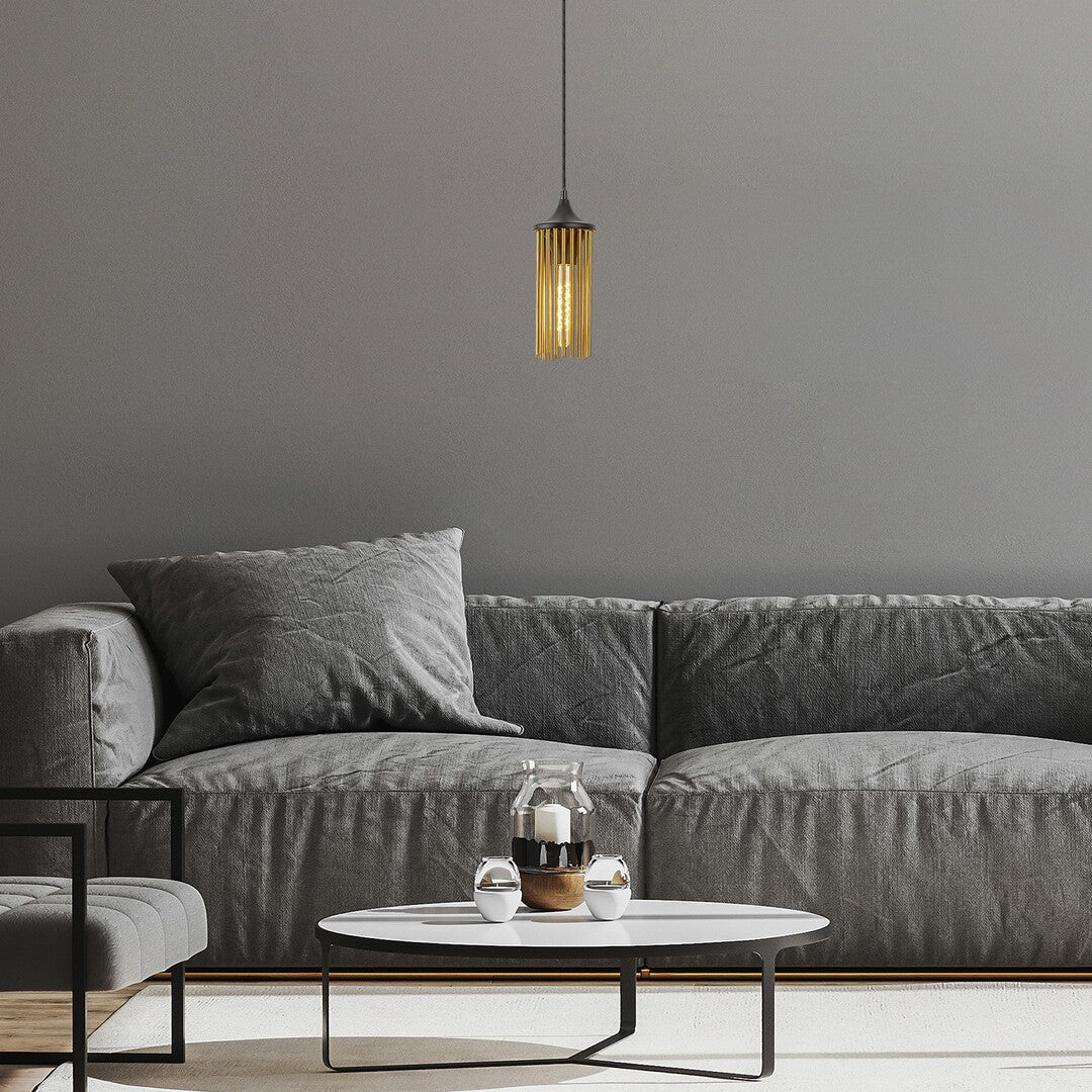 Lustra suspendata Roxas, negru/auriu, 1xE27, IP20, Rabalux, 72151