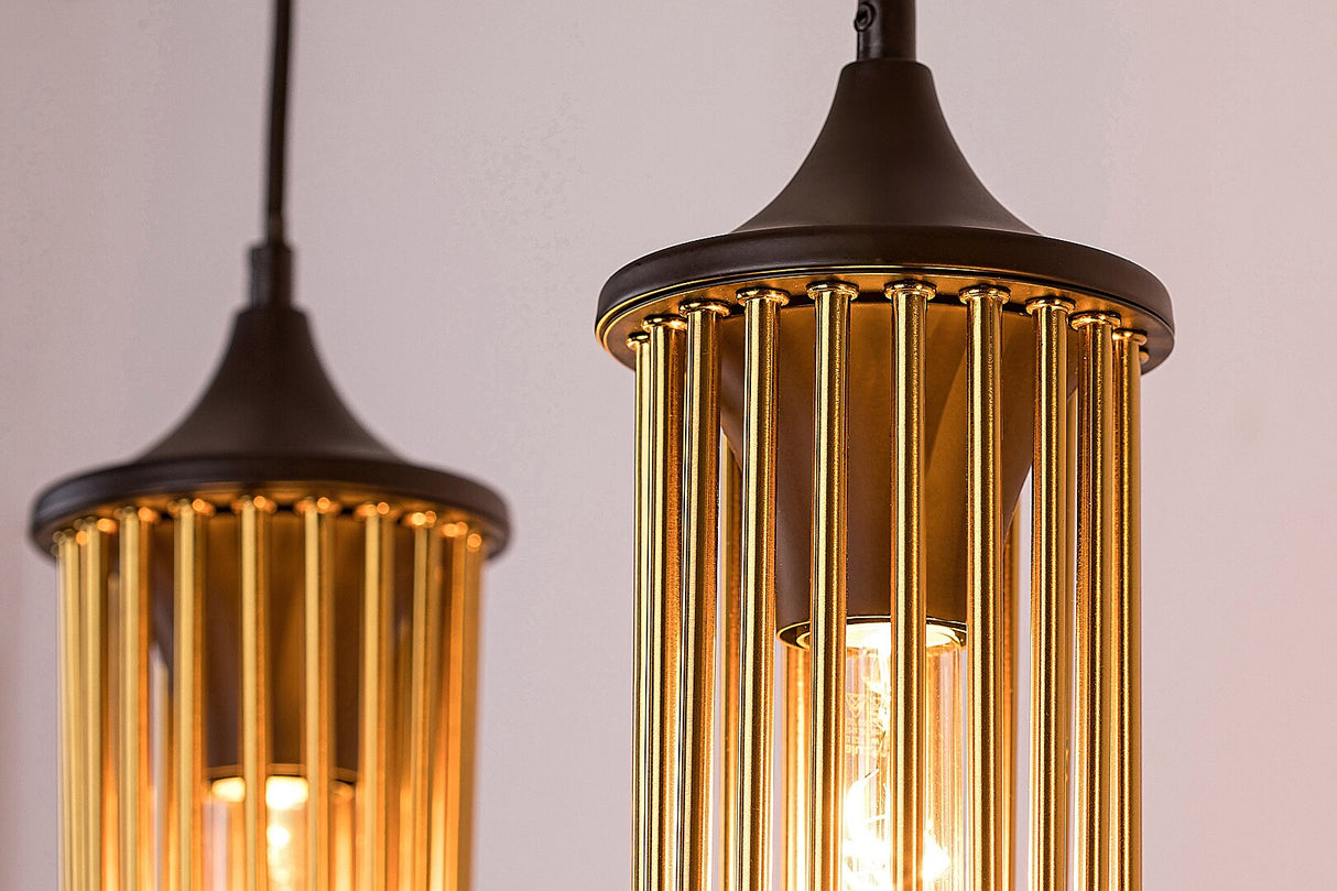 Lustra suspendata Roxas, negru/auriu, 3xE27, IP20, Rabalux, 72153