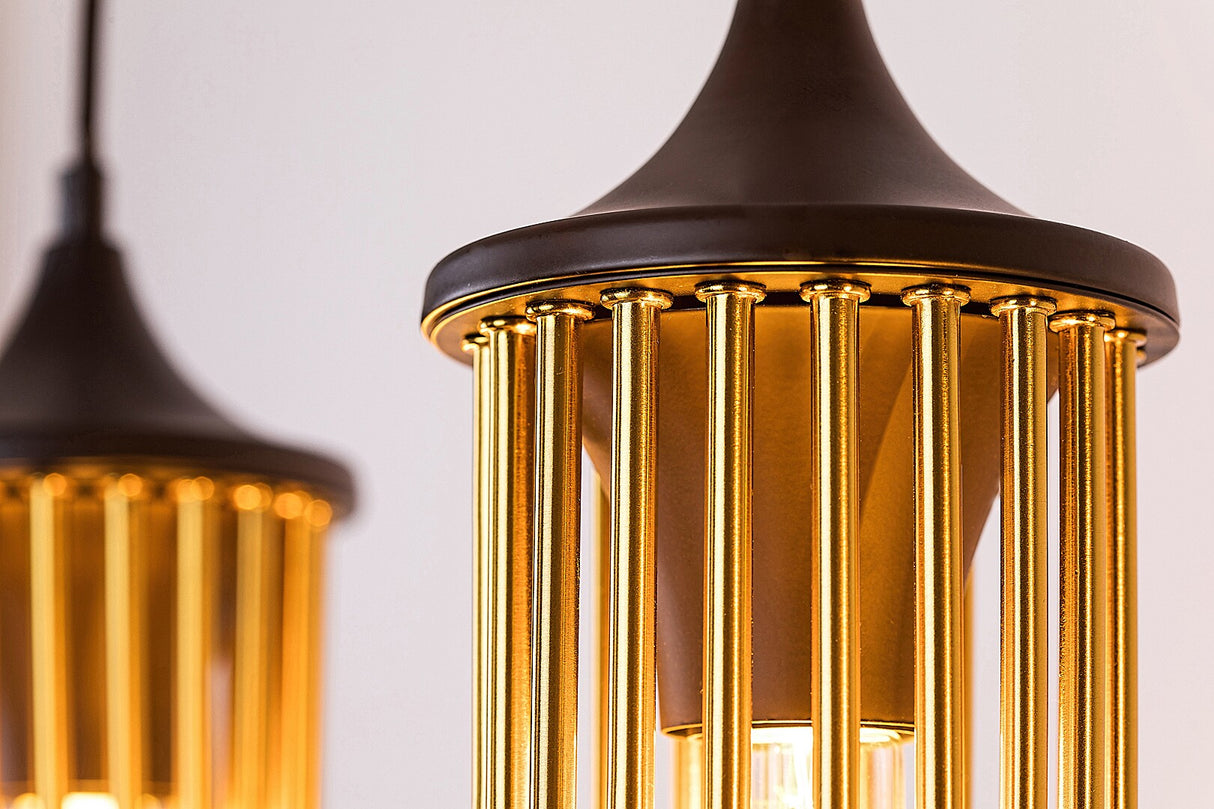 Lustra suspendata Roxas, negru/auriu, 3xE27, IP20, Rabalux, 72153