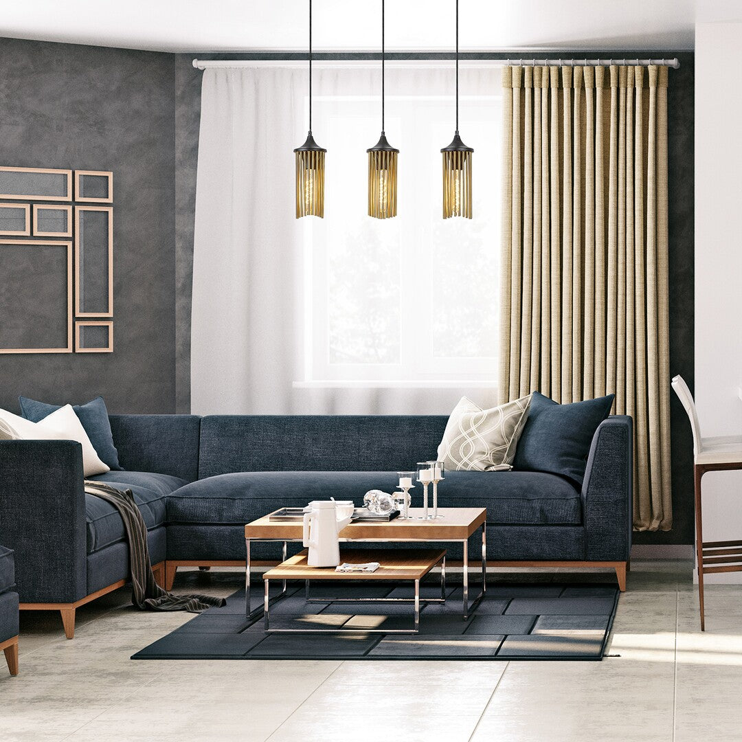 Lustra suspendata Roxas, negru/auriu, 3xE27, IP20, Rabalux, 72153