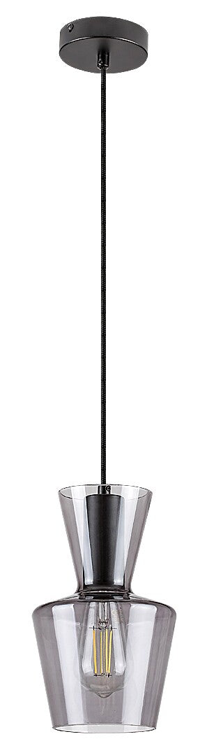 Lustra suspendata Abra, negru, sticla fumurie, 1xE27, IP20, Rabalux, 72161