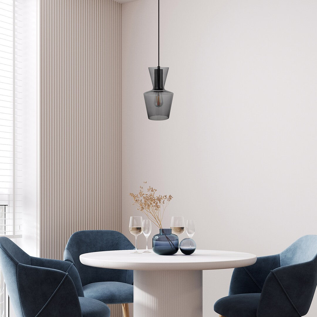 Lustra suspendata Abra, negru, sticla fumurie, 1xE27, IP20, Rabalux, 72161