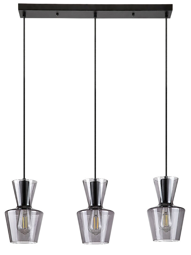 Lustra suspendata Abra, negru, sticla fumurie, 3xE27, IP20, Rabalux, 72163