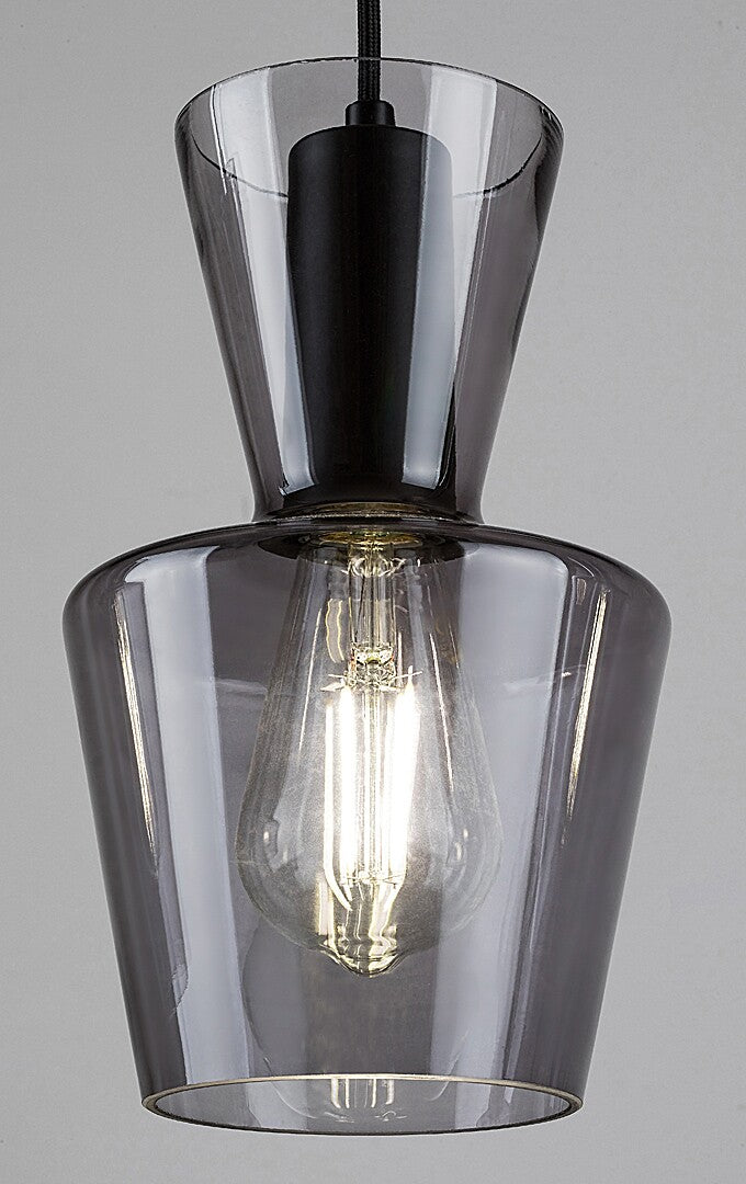 Lustra suspendata Abra, negru, sticla fumurie, 3xE27, IP20, Rabalux, 72163