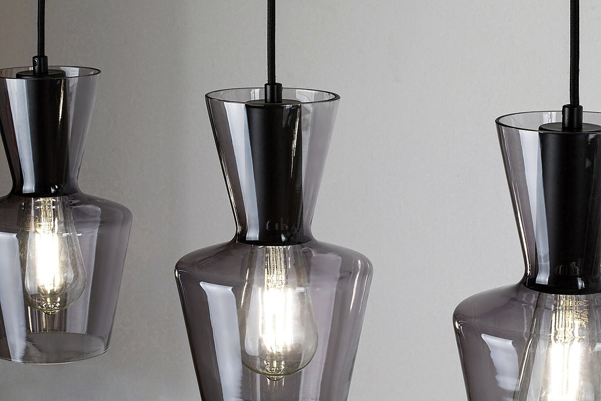 Lustra suspendata Abra, negru, sticla fumurie, 3xE27, IP20, Rabalux, 72163