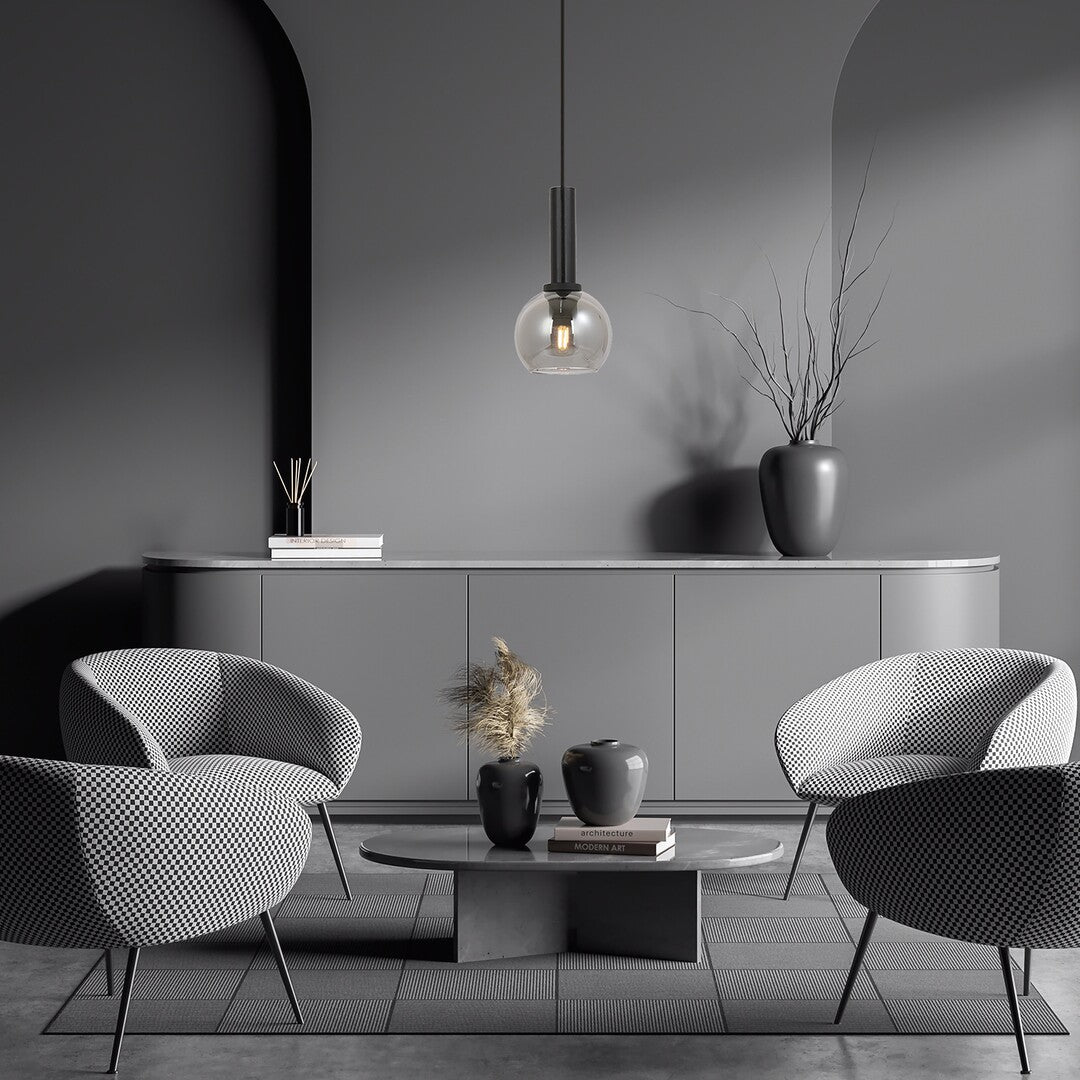 Lustra suspendata Centio, negru, sticla fumurie, 1xE27, IP20, Rabalux, 72171