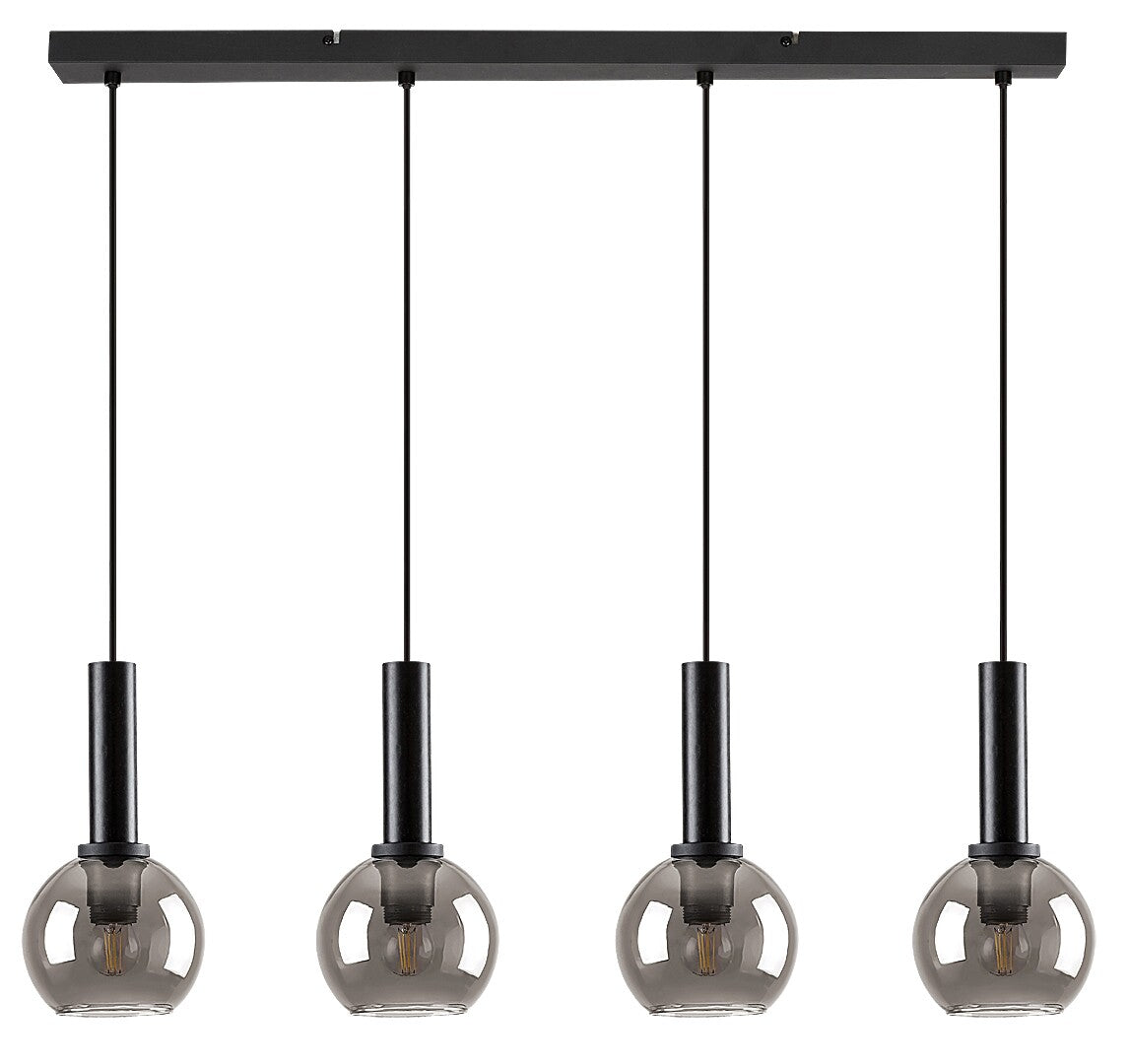 Lustra suspendata Centio, negru, sticla fumurie, 4xE27, IP20, Rabalux, 72174