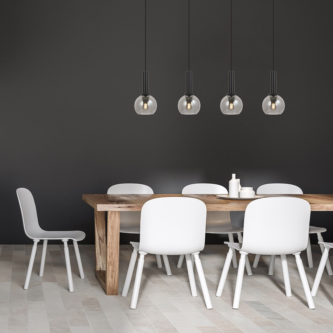 Lustra suspendata Centio, negru, sticla fumurie, 4xE27, IP20, Rabalux, 72174