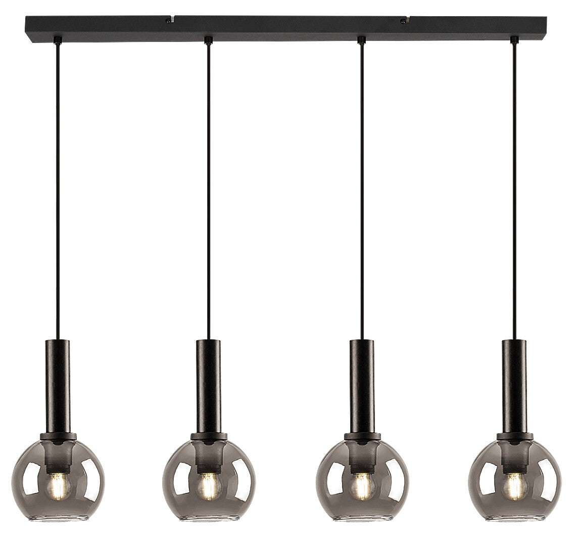 Lustra suspendata Centio, negru, sticla fumurie, 4xE27, IP20, Rabalux, 72174