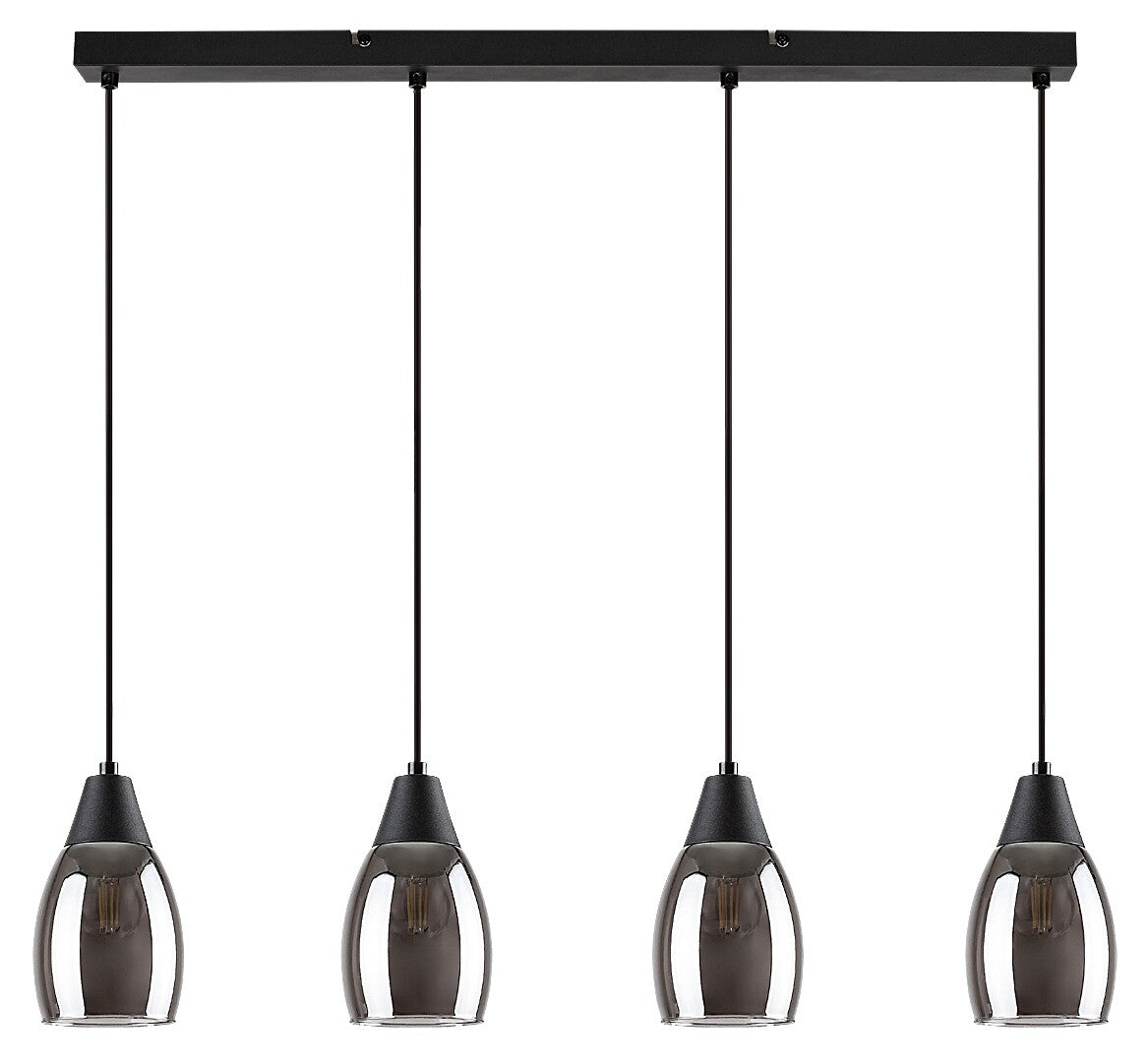 Lustra suspendata Ilmari, negru, sticla fumurie, 4xE27, IP20, Rabalux, 72184