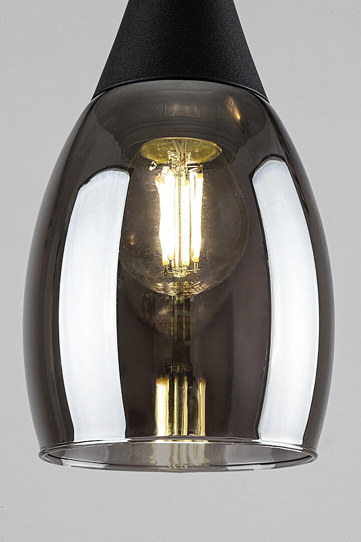 Lustra suspendata Ilmari, negru, sticla fumurie, 4xE27, IP20, Rabalux, 72184