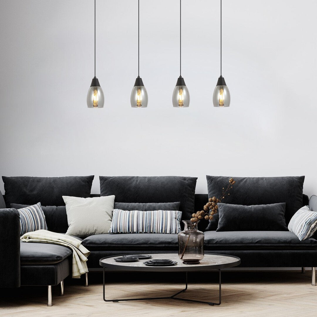 Lustra suspendata Ilmari, negru, sticla fumurie, 4xE27, IP20, Rabalux, 72184