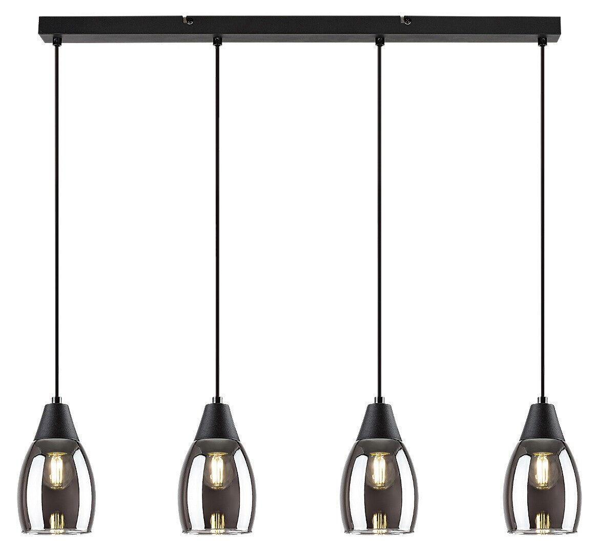 Lustra suspendata Ilmari, negru, sticla fumurie, 4xE27, IP20, Rabalux, 72184