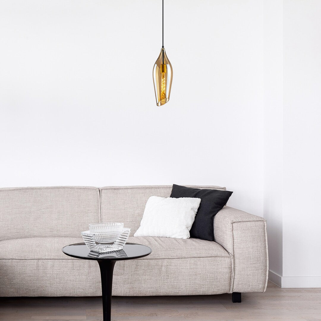 Lustra suspendata Bellini, negru, sticla ambra, 1xE27, IP20, Rabalux, 72201