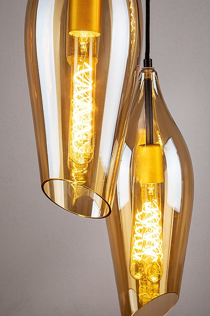 Lustra suspendata Bellini, negru, sticla ambra, 3xE27, IP20, Rabalux, 72203