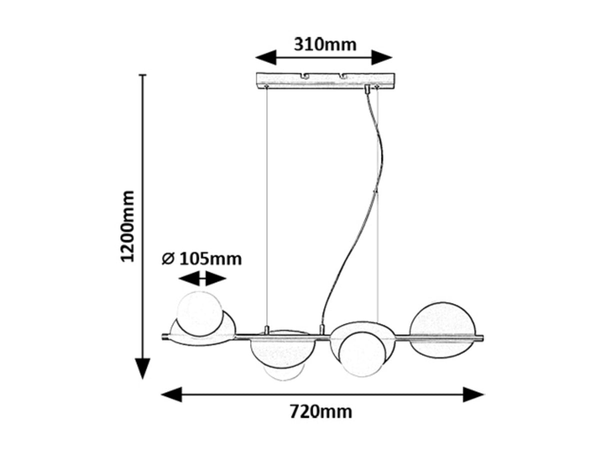 Lustra suspendata Jules, negru, 4xG9, IP20, Rabalux, 72225