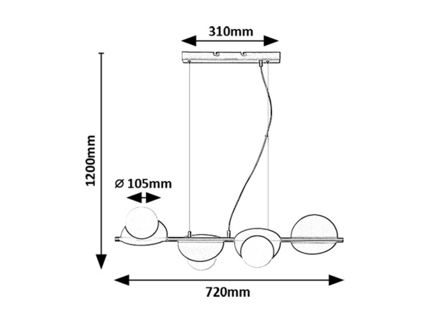 Lustra suspendata Jules, negru, 4xG9, IP20, Rabalux, 72225