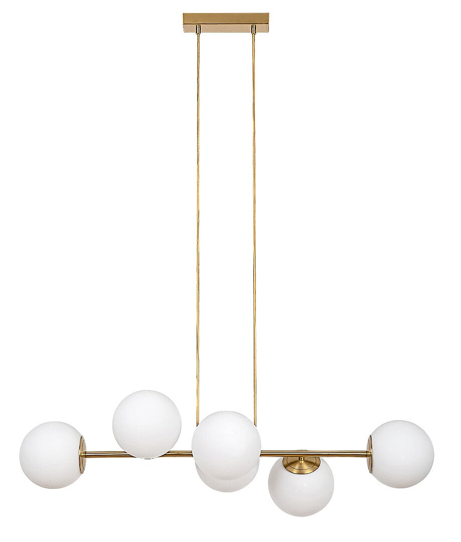 Lustra suspendata Kiara, auriu, sticla alb opal, 6xE27, L.91 cm, IP20, Rabalux, 72249