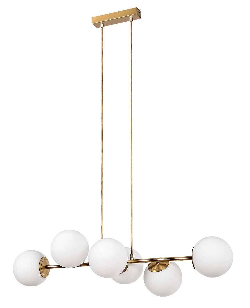 Lustra suspendata Kiara, auriu, sticla alb opal, 6xE27, L.91 cm, IP20, Rabalux, 72249