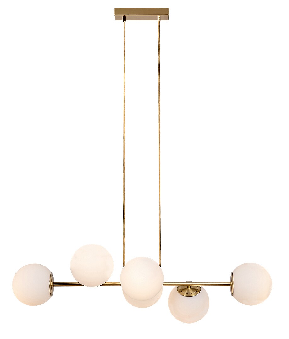 Lustra suspendata Kiara, auriu, sticla alb opal, 6xE27, L.91 cm, IP20, Rabalux, 72249
