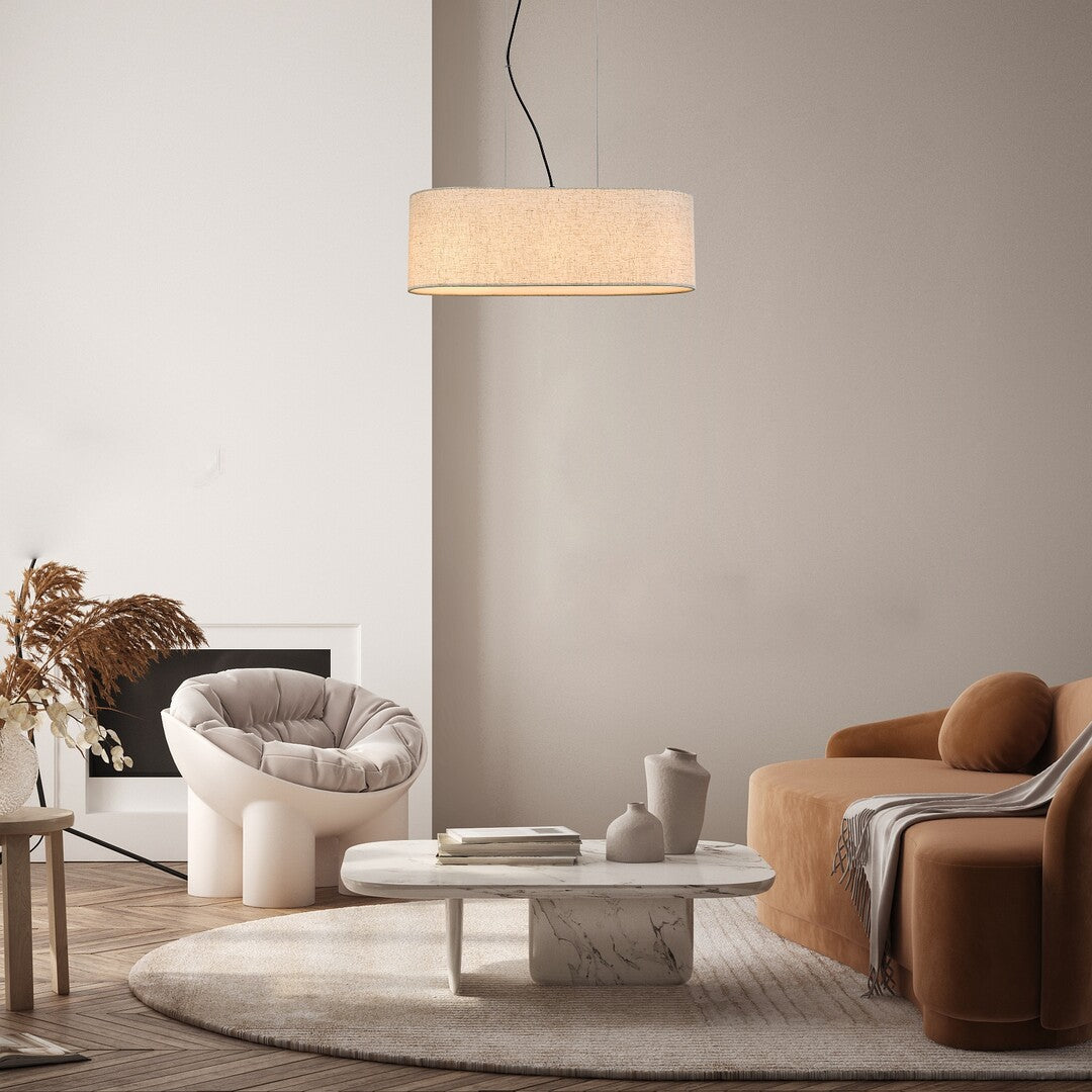 Lustra suspendata Narmin, negru mat/ bej, 3xE27, D.60cm, IP20, Rabalux, 72251