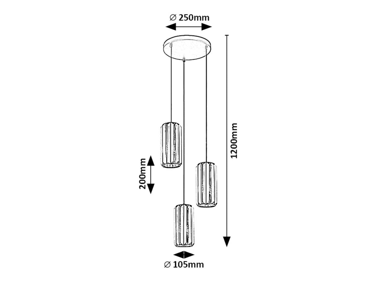 Lustra suspendata Veness, negru mat, 3xE27, IP20, Rabalux, 72255