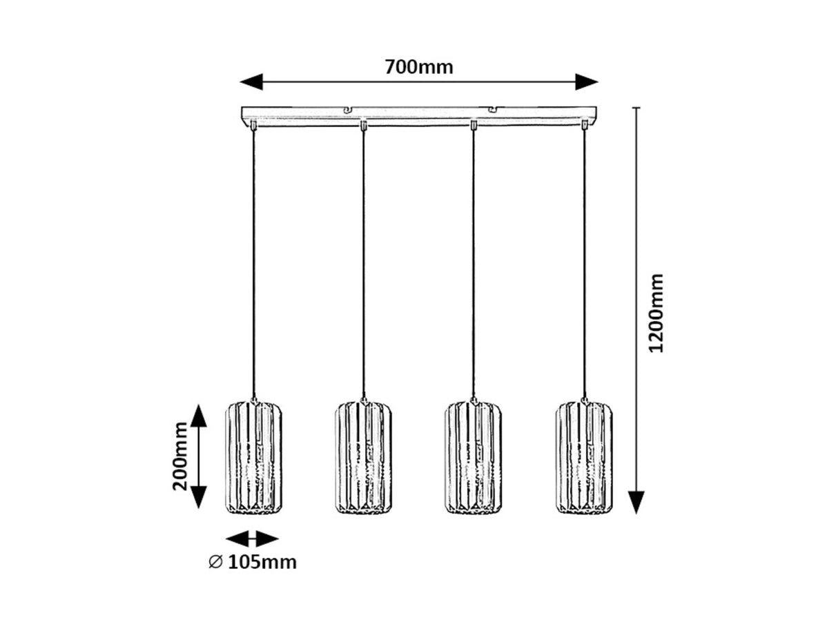 Lustra suspendata Veness, negru mat, 4xE27, IP20, Rabalux, 72256
