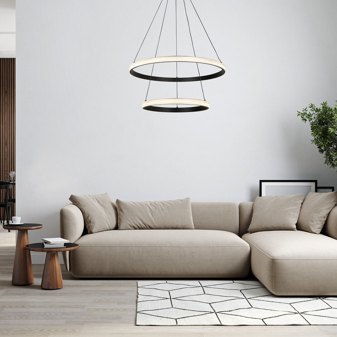 Lustra suspendata LED Grete, negru mat, 60W, 3450lm, 3000K, D.60 cm, IP20, Rabalux, 72259