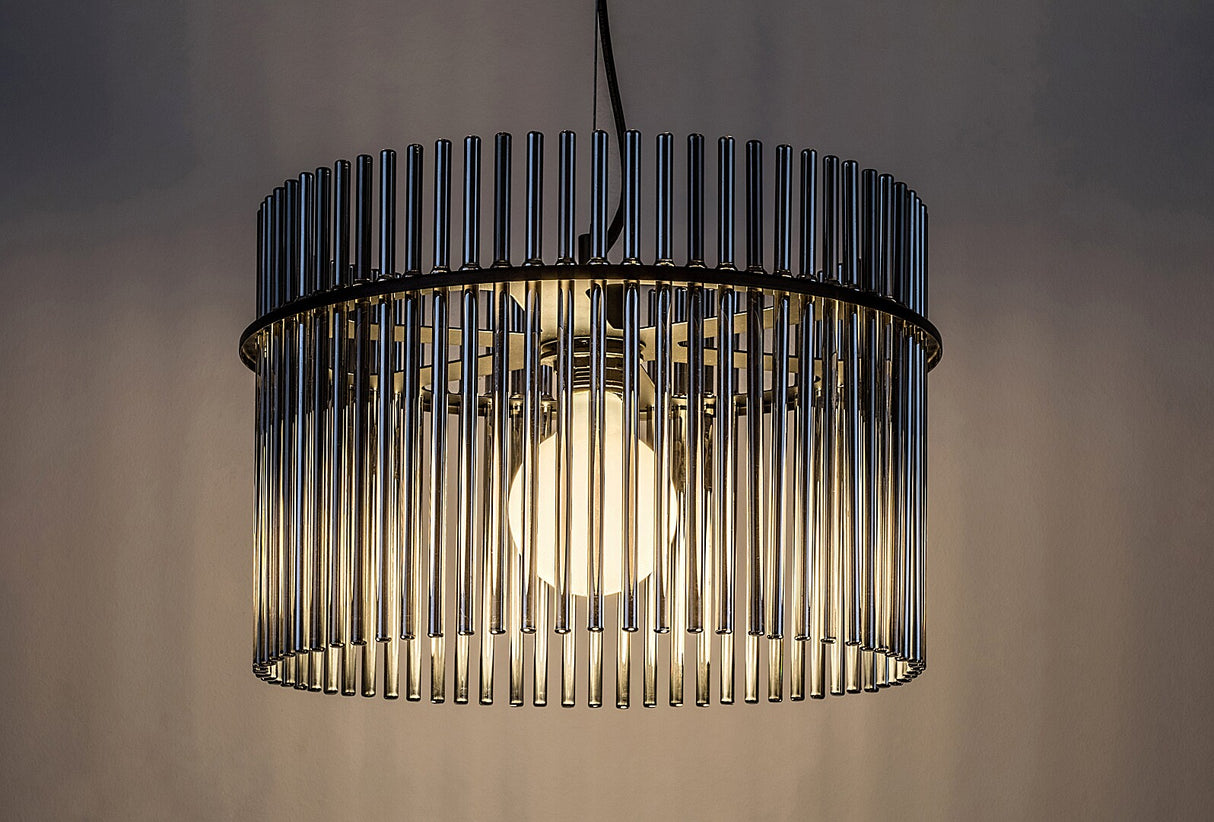 Lustra suspendata Inesa, negru/sticla fumurie, 1xE27, D.40cm, IP20, Rabalux, 72261