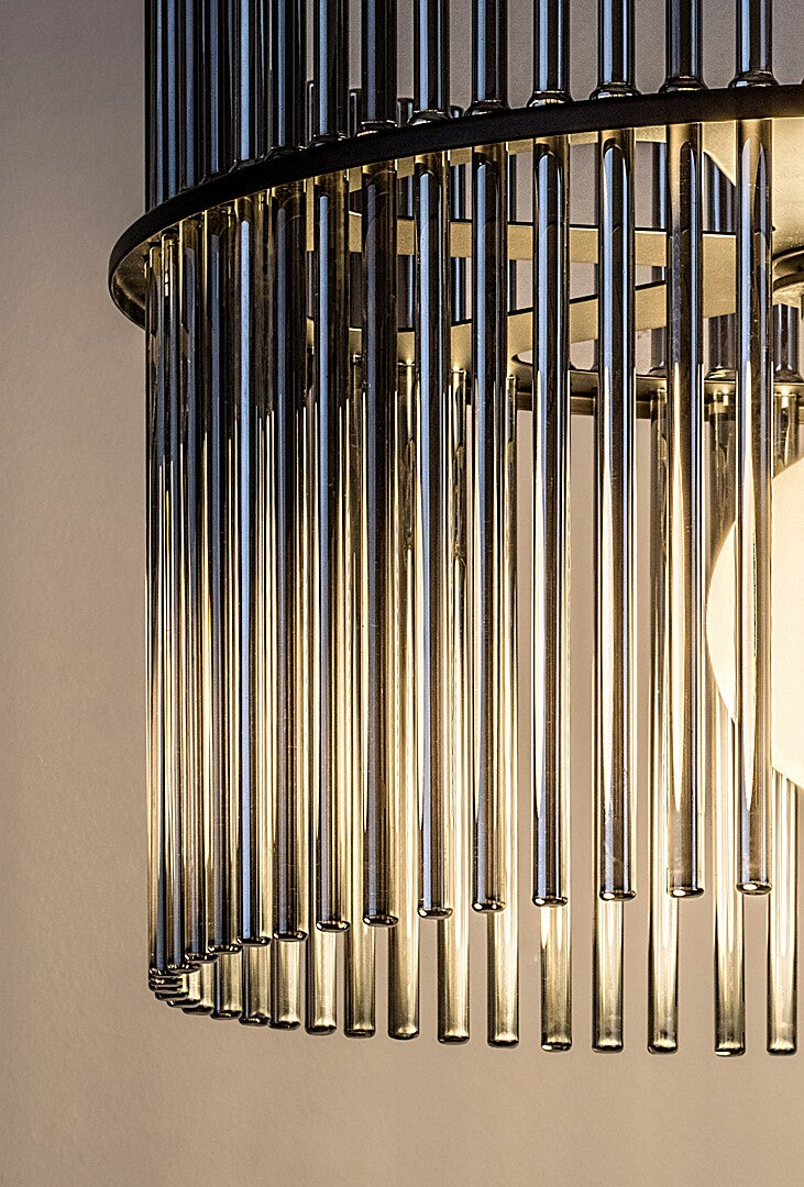 Lustra suspendata Inesa, negru/sticla fumurie, 1xE27, D.40cm, IP20, Rabalux, 72261