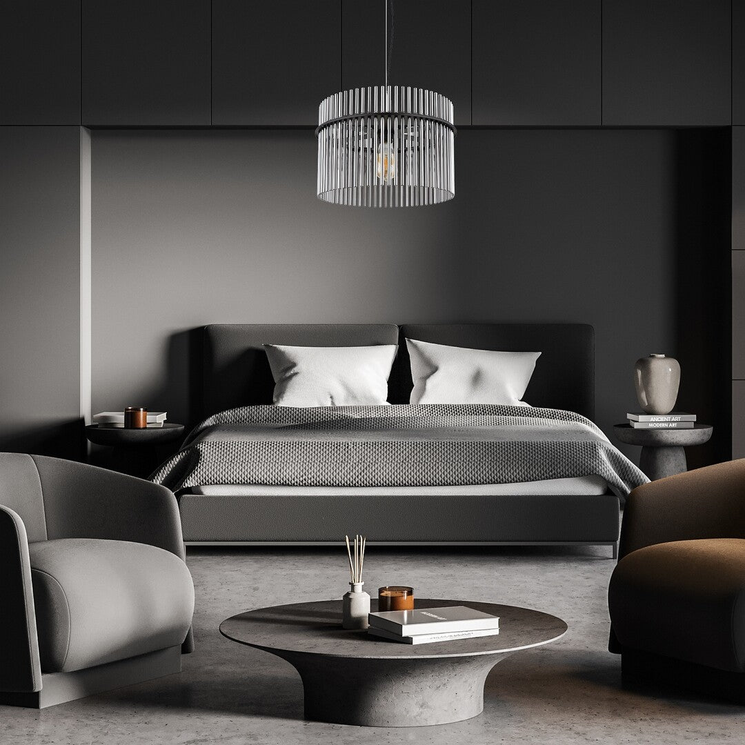 Lustra suspendata Inesa, negru/sticla fumurie, 1xE27, D.40cm, IP20, Rabalux, 72261