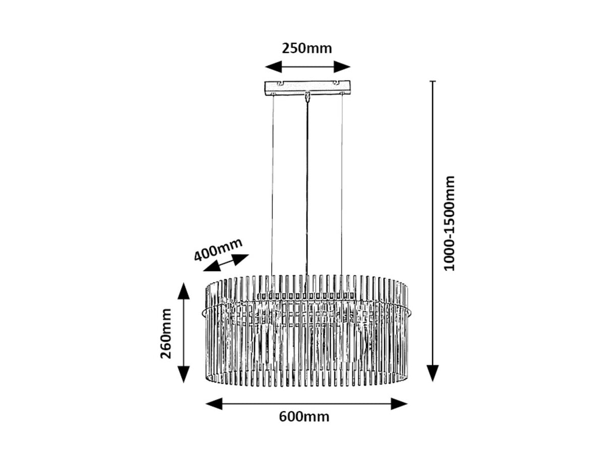 Lustra suspendata Inesa, negru/sticla fumurie, 2xE27, D.60cm, IP20, Rabalux, 72262