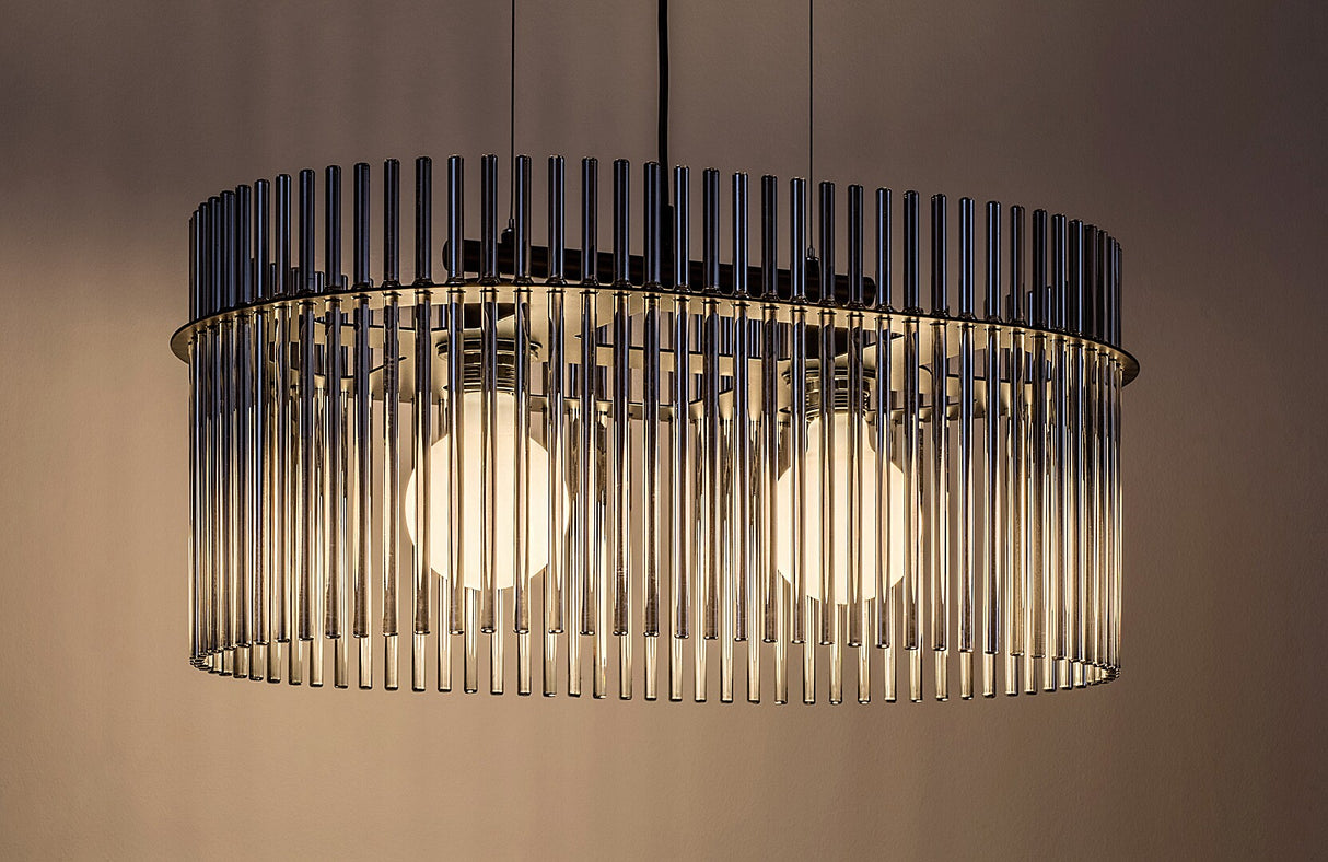 Lustra suspendata Inesa, negru/sticla fumurie, 2xE27, D.60cm, IP20, Rabalux, 72262