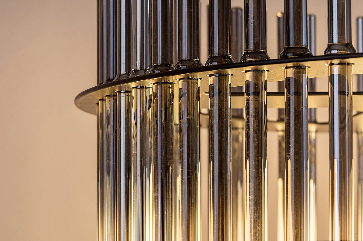 Lustra suspendata Inesa, negru/sticla fumurie, 2xE27, D.60cm, IP20, Rabalux, 72262