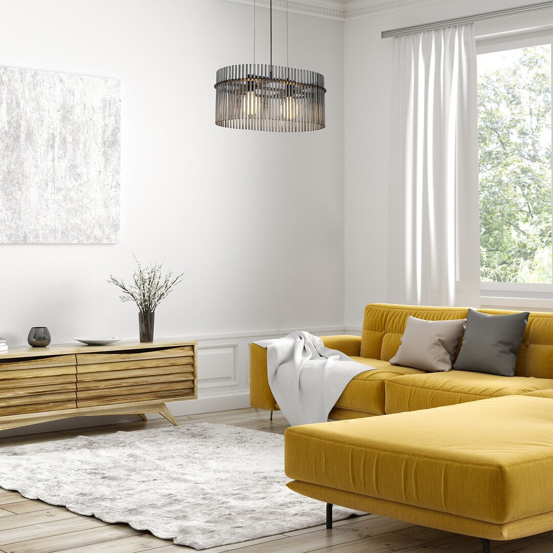 Lustra suspendata Inesa, negru/sticla fumurie, 2xE27, D.60cm, IP20, Rabalux, 72262