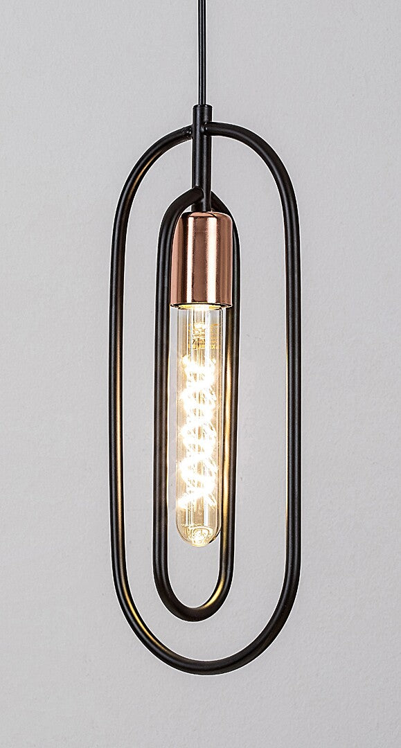 Lustra suspendata Rovier, negru mat/cupru, 1xE27, L.16 cm, IP20, Rabalux, 72263