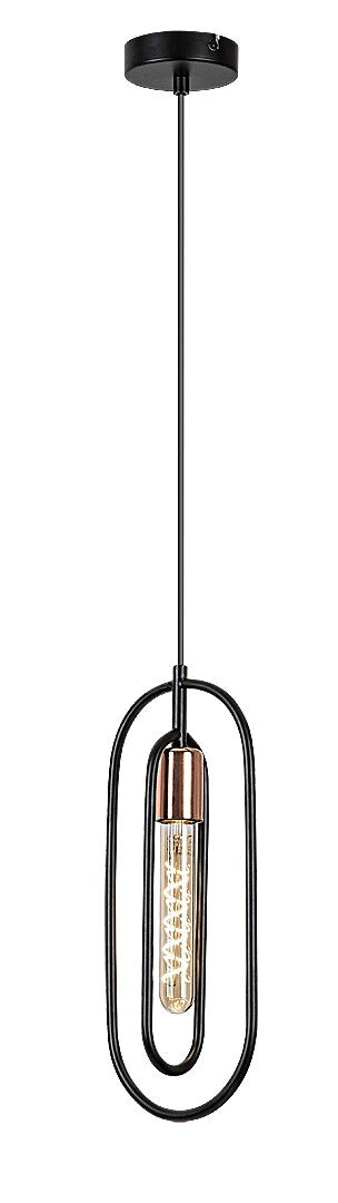 Lustra suspendata Rovier, negru mat/cupru, 1xE27, L.16 cm, IP20, Rabalux, 72263