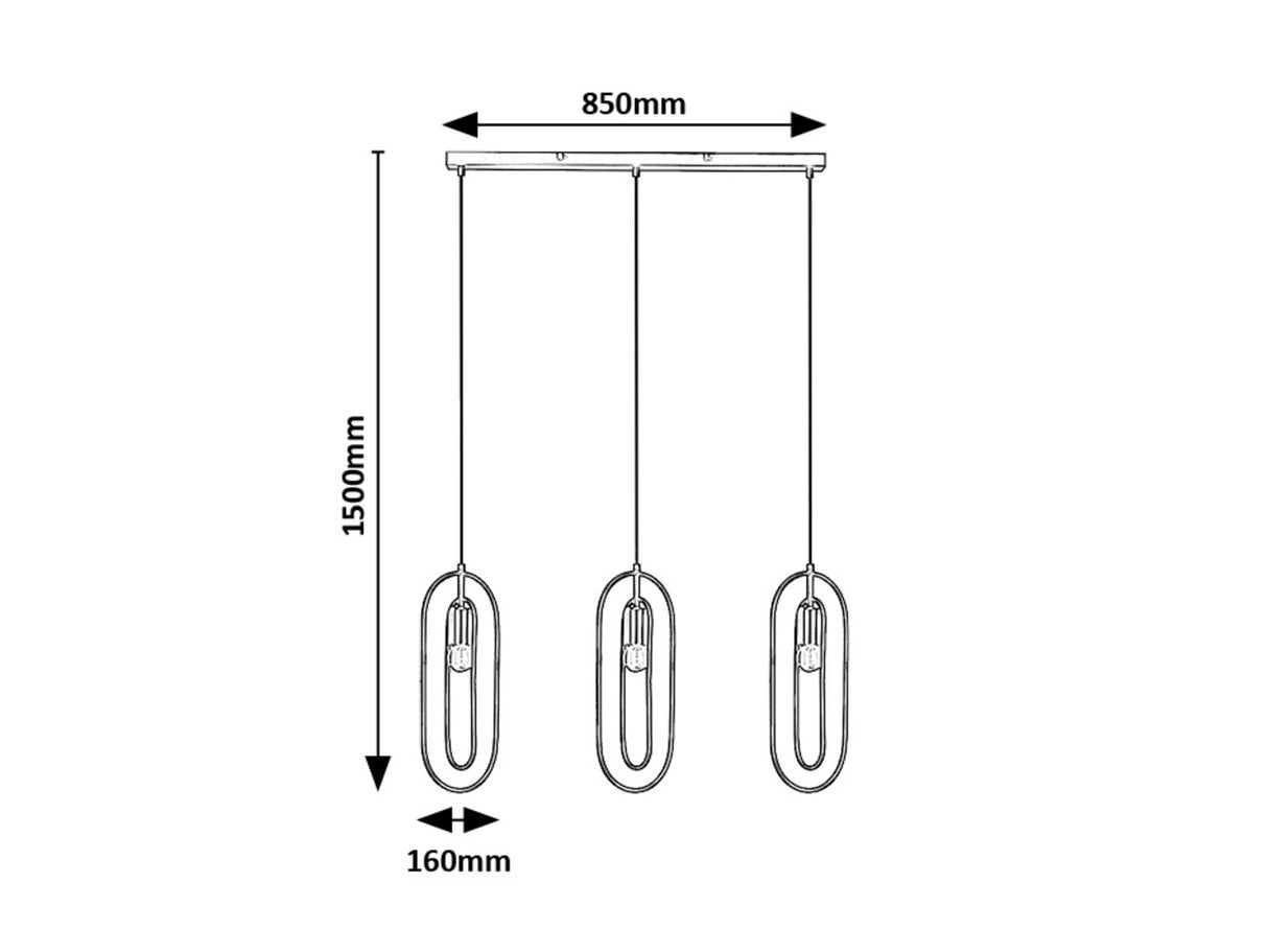 Lustra suspendata Rovier, negru mat/cupru, 3xE27, L.85cm, IP20, Rabalux, 72264